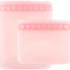 Bumkins Lunch Boxes & Bags|Lunch Box*- 2Pk Silicone Flat Reusable Bag, Pink