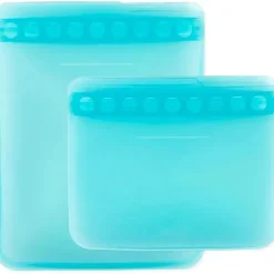Bumkins Lunch Boxes & Bags|Lunch Box*- 2Pk Silicone Flat Reusable Bag, Blue
