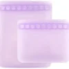 Bumkins Lunch Boxes & Bags|Lunch Box*- 2Pk Silicone Flat Reusable Bag, Lavender