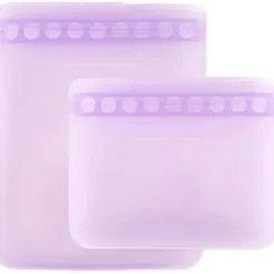Bumkins Lunch Boxes & Bags|Lunch Box*- 2Pk Silicone Flat Reusable Bag, Lavender