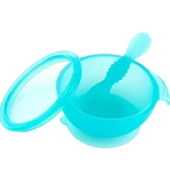Bumkins Food Jars & Snack Cups|Dishes, Utensils & Food Containers*- Silicone Feeding Set with Suction for Baby and Toddler, Blue Jelly
