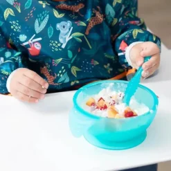 Bumkins Food Jars & Snack Cups|Dishes, Utensils & Food Containers*- Silicone Feeding Set with Suction for Baby and Toddler, Blue Jelly