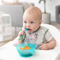 Bumkins Food Jars & Snack Cups|Dishes, Utensils & Food Containers*- Silicone Feeding Set with Suction for Baby and Toddler, Blue Jelly