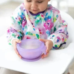 Bumkins Food Jars & Snack Cups|Dishes, Utensils & Food Containers*- Silicone Feeding Set with Suction for Baby and Toddler, Purple Jelly