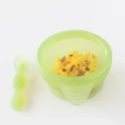 Bumkins Food Jars & Snack Cups|Dishes, Utensils & Food Containers*- Silicone Feeding Set with Suction for Baby and Toddler, Green Jelly