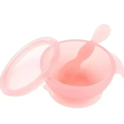 Bumkins Food Jars & Snack Cups|Dishes, Utensils & Food Containers*- Silicone Feeding Set with Suction for Baby and Toddler, Pink Jelly