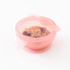 Bumkins Food Jars & Snack Cups|Dishes, Utensils & Food Containers*- Silicone Feeding Set with Suction for Baby and Toddler, Pink Jelly