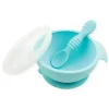 Bumkins Suction Plates & Bowls|Dishes, Utensils & Food Containers*- Silicone First Feeding Set with Lid & Spoon, Blue Os