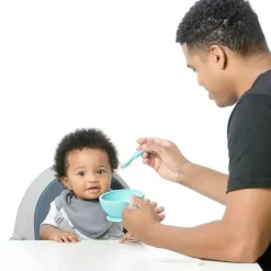 Bumkins Suction Plates & Bowls|Dishes, Utensils & Food Containers*- Silicone First Feeding Set with Lid & Spoon, Blue Os