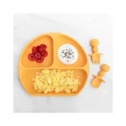 Bumkins Suction Plates & Bowls|Dishes, Utensils & Food Containers*- Silicone Grip Dish - Baby plate - Tangerine