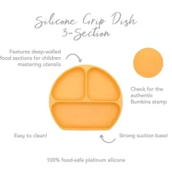 Bumkins Suction Plates & Bowls|Dishes, Utensils & Food Containers*- Silicone Grip Dish - Baby plate - Tangerine