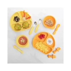 Bumkins Suction Plates & Bowls|Dishes, Utensils & Food Containers*- Silicone Grip Dish - Baby plate - Tangerine