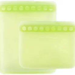 Bumkins Food Jars & Snack Cups|Dishes, Utensils & Food Containers*- Silicone Reusable Sandwich and Snack Bags, Green Sage