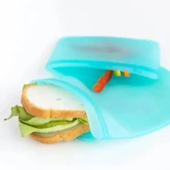Bumkins Food Jars & Snack Cups|Dishes, Utensils & Food Containers*- Silicone Reusable Sandwich and Snack Bags, Green Sage