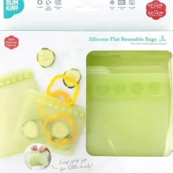 Bumkins Food Jars & Snack Cups|Dishes, Utensils & Food Containers*- Silicone Reusable Sandwich and Snack Bags, Green Sage