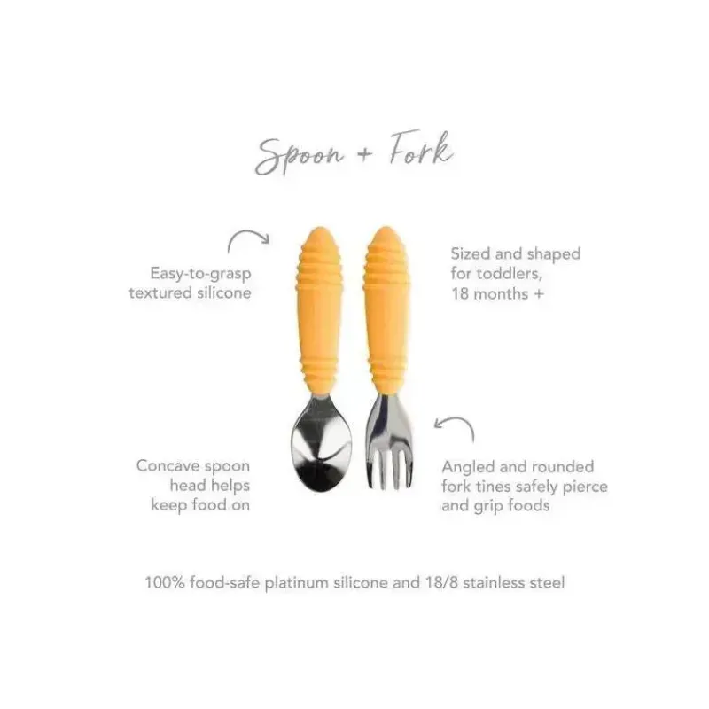 Bumkins Utensils & Accessories|Dishes, Utensils & Food Containers*- Spoon + Fork baby utensils - Tangerine