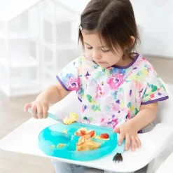 Bumkins Suction Plates & Bowls|Dishes, Utensils & Food Containers*- Toddler and Baby Suction Plate, Silicone Divided Grip Dish, Blue Jelly