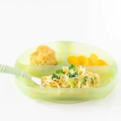 Bumkins Suction Plates & Bowls|Dishes, Utensils & Food Containers*- Toddler and Baby Suction Plate, Silicone Divided Grip Dish, Green Jelly