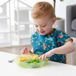 Bumkins Suction Plates & Bowls|Dishes, Utensils & Food Containers*- Toddler and Baby Suction Plate, Silicone Divided Grip Dish, Green Jelly
