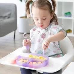 Bumkins Suction Plates & Bowls|Dishes, Utensils & Food Containers*- Toddler and Baby Suction Plate, Silicone Divided Grip Dish, Purple Jelly