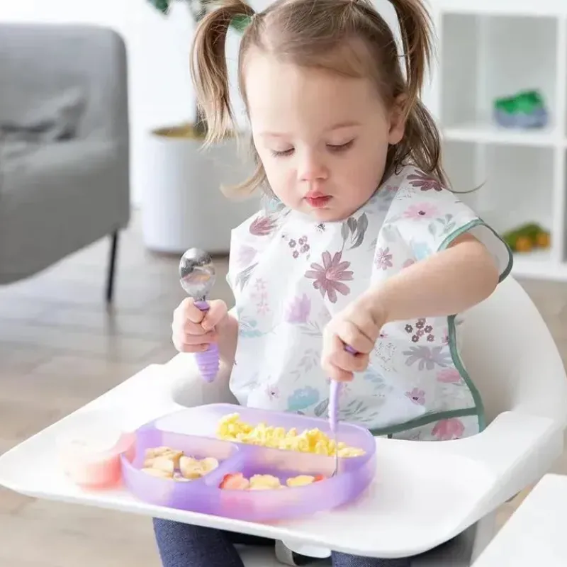 Bumkins Suction Plates & Bowls|Dishes, Utensils & Food Containers*- Toddler and Baby Suction Plate, Silicone Divided Grip Dish, Purple Jelly