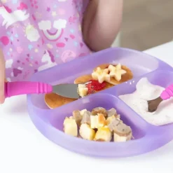 Bumkins Suction Plates & Bowls|Dishes, Utensils & Food Containers*- Toddler and Baby Suction Plate, Silicone Divided Grip Dish, Purple Jelly