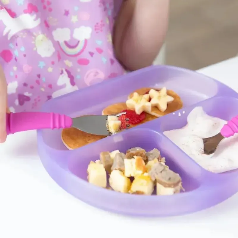 Bumkins Suction Plates & Bowls|Dishes, Utensils & Food Containers*- Toddler and Baby Suction Plate, Silicone Divided Grip Dish, Purple Jelly