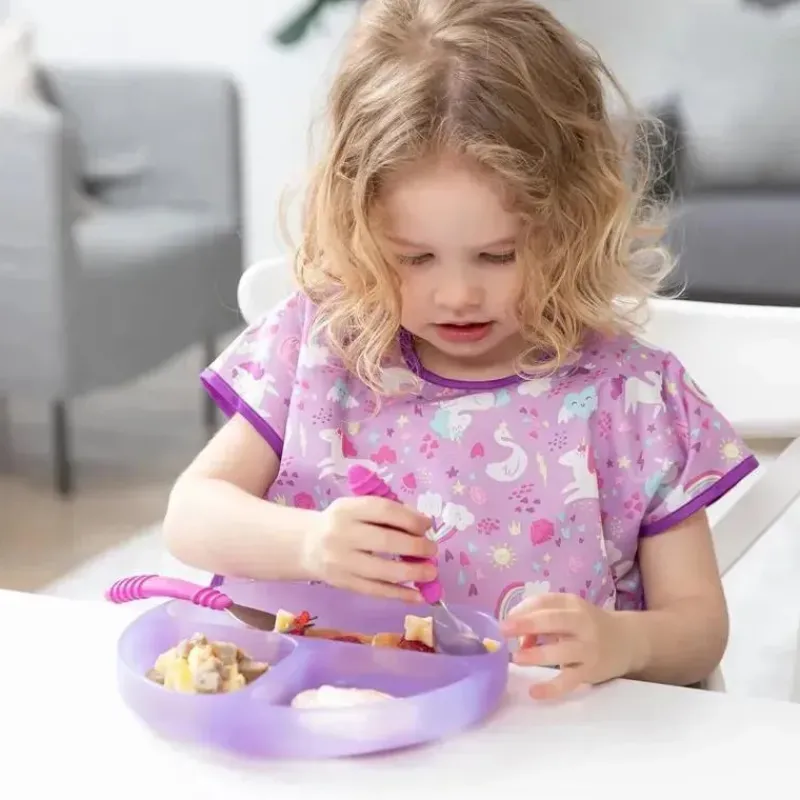Bumkins Suction Plates & Bowls|Dishes, Utensils & Food Containers*- Toddler and Baby Suction Plate, Silicone Divided Grip Dish, Purple Jelly
