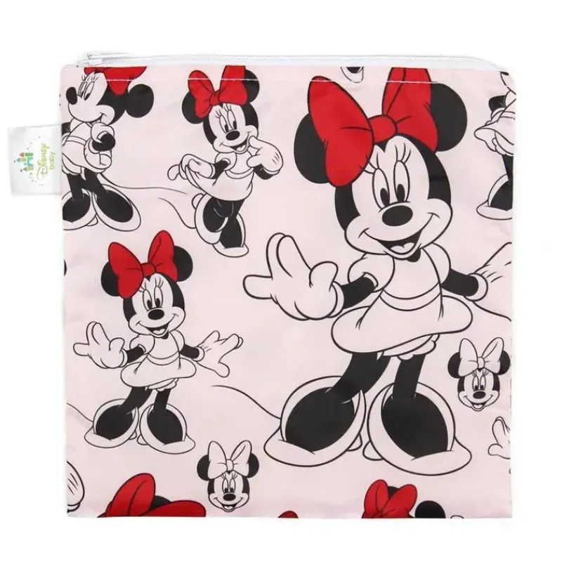 Bumkins Mickey & Minnie|Food Storage*Disney Reusable Snack Bag, Large - Classic Minnie Mouse