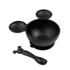 Bumkins Mickey & Minnie|Suction Plates & Bowls*- Disney Silicone First Feeding Set - Black