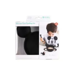 Bumkins Mickey & Minnie|Suction Plates & Bowls*- Disney Silicone First Feeding Set - Black