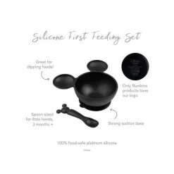 Bumkins Mickey & Minnie|Suction Plates & Bowls*- Disney Silicone First Feeding Set - Black