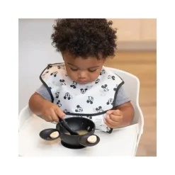 Bumkins Mickey & Minnie|Suction Plates & Bowls*- Disney Silicone First Feeding Set - Black