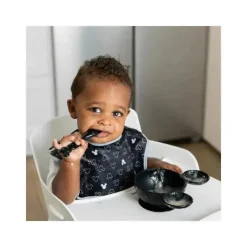 Bumkins Mickey & Minnie|Suction Plates & Bowls*- Disney Silicone First Feeding Set - Black