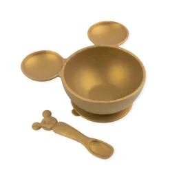 Bumkins Mickey & Minnie|Suction Plates & Bowls*- Disney Silicone First Feeding Set - Gold