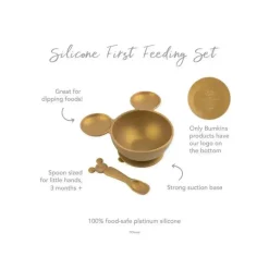 Bumkins Mickey & Minnie|Suction Plates & Bowls*- Disney Silicone First Feeding Set - Gold