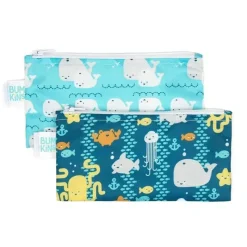 Bumkins Food Storage*2-Pack Reusable Snack Bags, Sea Friends/Whales Away