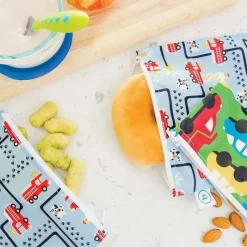 Bumkins Food Storage*2-Pack Reusable Snack Bags, Sea Friends/Whales Away