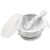 Bumkins Suction Plates & Bowls|Dishes, Utensils & Food Containers*Silicone First Feeding Set with Lid & Spoon, Marble