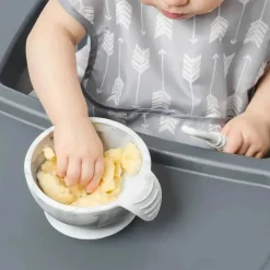 Bumkins Suction Plates & Bowls|Dishes, Utensils & Food Containers*Silicone First Feeding Set with Lid & Spoon, Marble