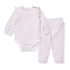 Burt's Bees Baby Baby Onesies & Bodysuits*Burts Bees - Baby Girl Slub Stripe Bodysuit Set, Crocus