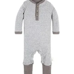 Burt's Bees Baby Baby One-Pieces|Preemie Clothing*Burts Bees - Baby Neutral Henley Coverall, Heather Grey, Preemie