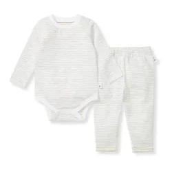 Burt's Bees Baby Baby Onesies & Bodysuits*Burts Bees - Baby Unisex Slub Stripe Bodysuit Set, Mossy Green