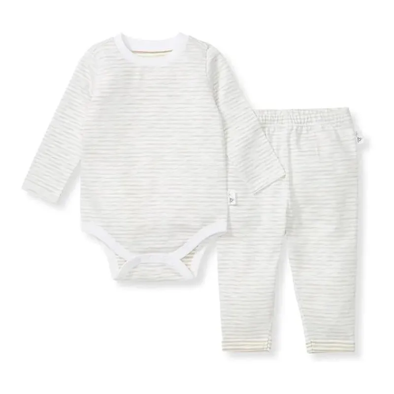 Burt's Bees Baby Baby Onesies & Bodysuits*Burts Bees - Baby Unisex Slub Stripe Bodysuit Set, Mossy Green