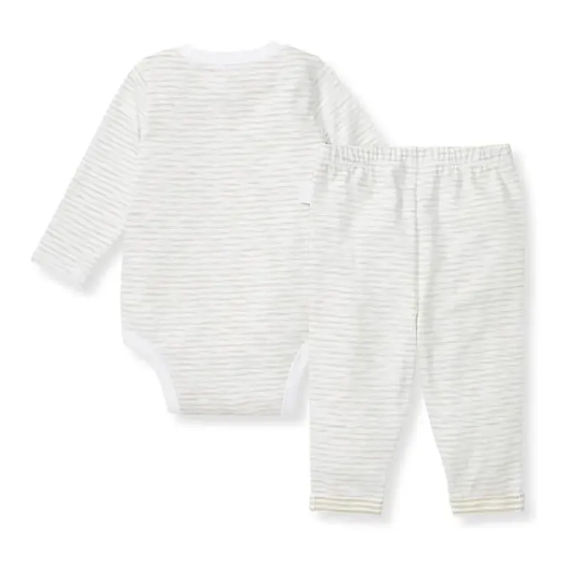 Burt's Bees Baby Baby Onesies & Bodysuits*Burts Bees - Baby Unisex Slub Stripe Bodysuit Set, Mossy Green