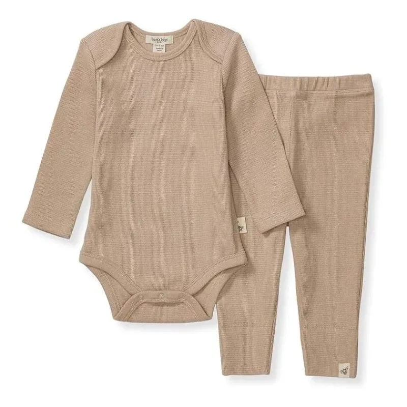 Burt's Bees Baby Baby Onesies & Bodysuits*Burts Bees - Baby Unisex Thermal Neutral Bodysuit & Pant Set, Cremini