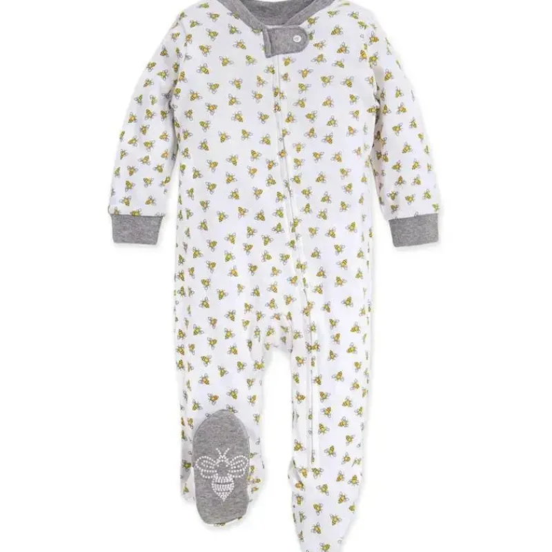 Burt's Bees Baby Baby Onesies & Bodysuits*Burts Bees - Honey Bee Organic Baby Sleep & Play Pajamas, Heather Grey