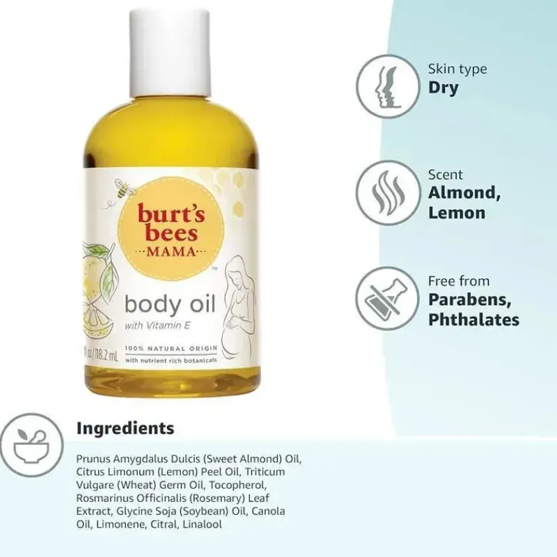 Burt's Bees Baby Mom Skincare & Beauty Products*Burt's Bees - Mama Body Oil with Vitamin E, 100% Natural Origin, 5 Oz