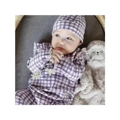 Burt's Bees Baby Baby Sleepwear*Burts Bees - Micro Gingham Jumpsuit & Knot Top Hat Set, Dawn