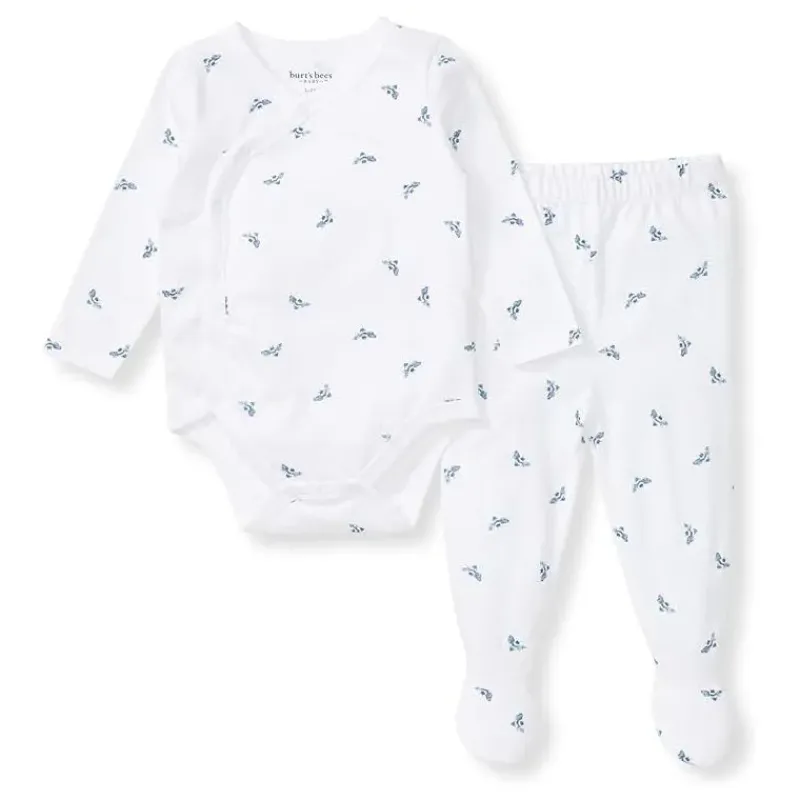 Burt's Bees Baby Baby Sleepwear*Burts Bees - Micro Golden Bee Bodysuit Set, Underwater